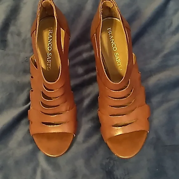 Franco Sarto Brown High Heel Zip Back Gladiator Shoes - Picture 2 of 8